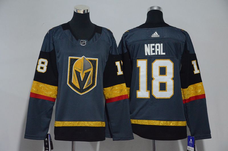 Women Vegas Golden Knights 18 Neal Fanatics Branded Breakaway Home Gray Adidas NHL Jersey